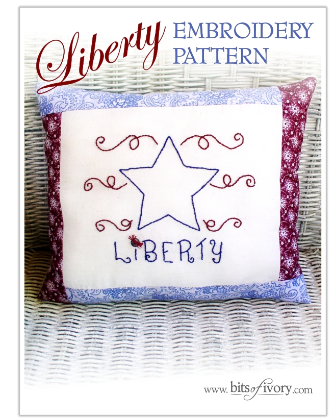 Liberty Embroidery Pattern | Free Printable | www.bitsofivory.com