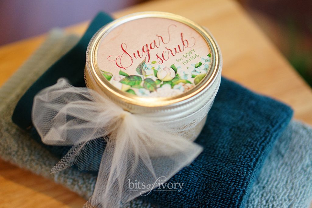 Sugar Scrub in jar with printable lid cover