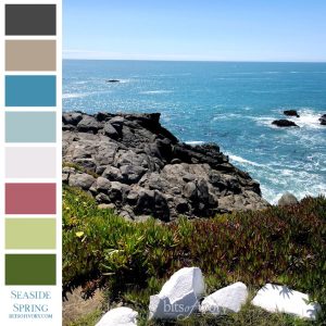 Ocean shore photo with color swatches