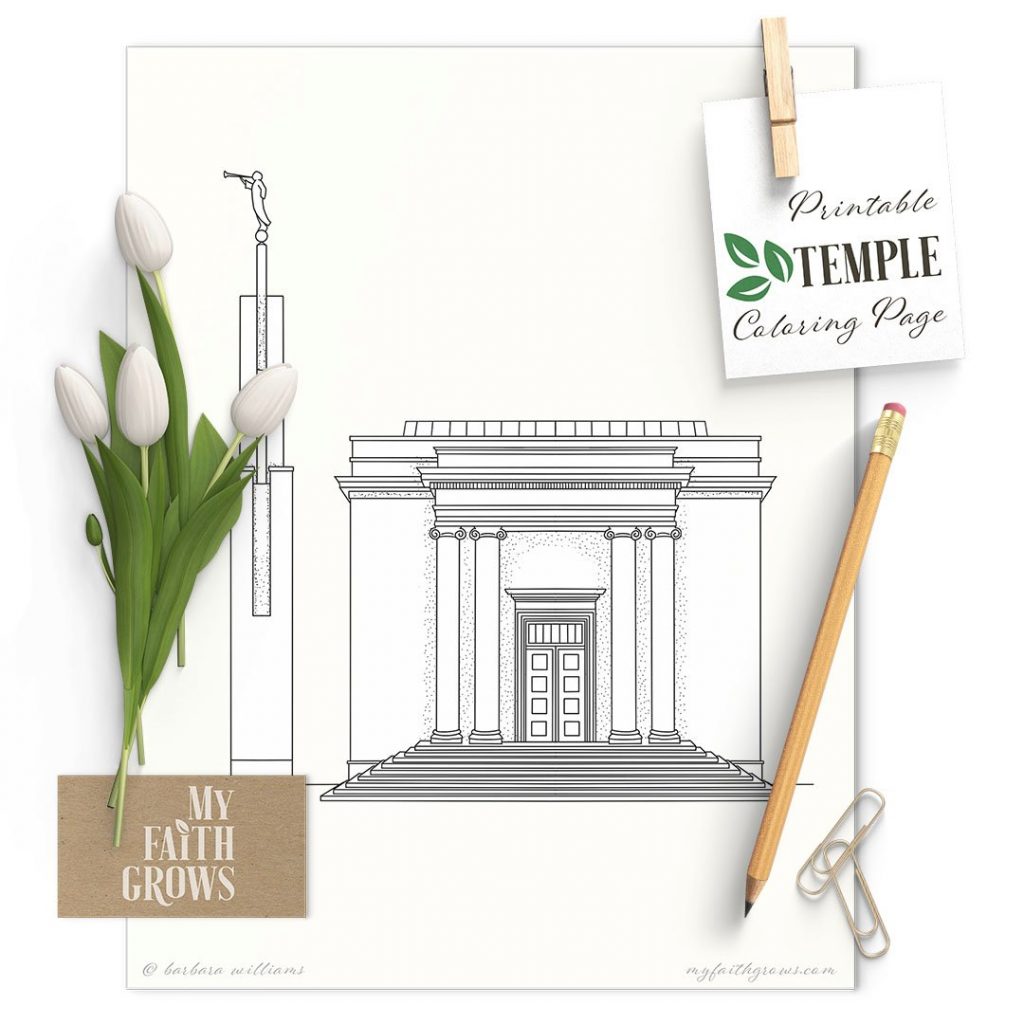Nauvoo Temple Printable Coloring Page | Barbara Anne Art