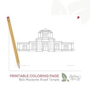 Belo Horizonte Brazil Temple Coloring Page by Barbara Anne Art