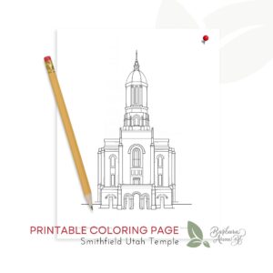 Smithfield Utah Temple Coloring Page by Barbara Anne Art