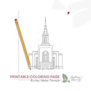 Burley Idaho Temple Coloring Page by Barbara Anne Art